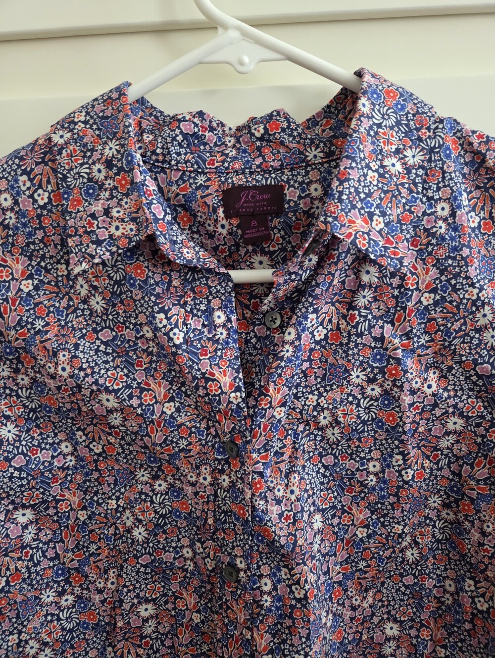 J. Crew x Liberty London Women's Floral Button-Down Shirt in Navy and Red